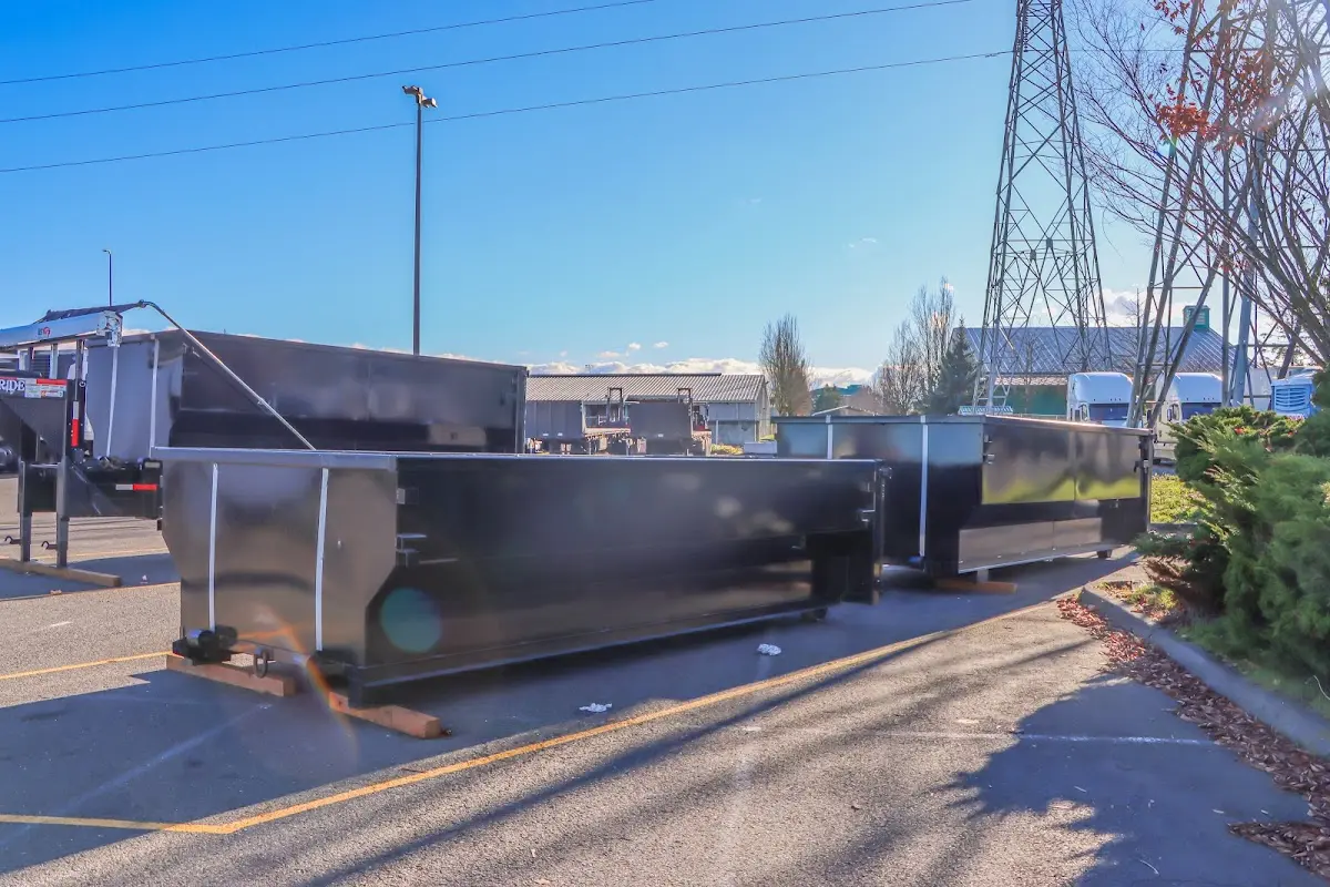 Roll-off dumpster ready for waste disposal at job site for 4 Yard Dumpster Rental in Purcell